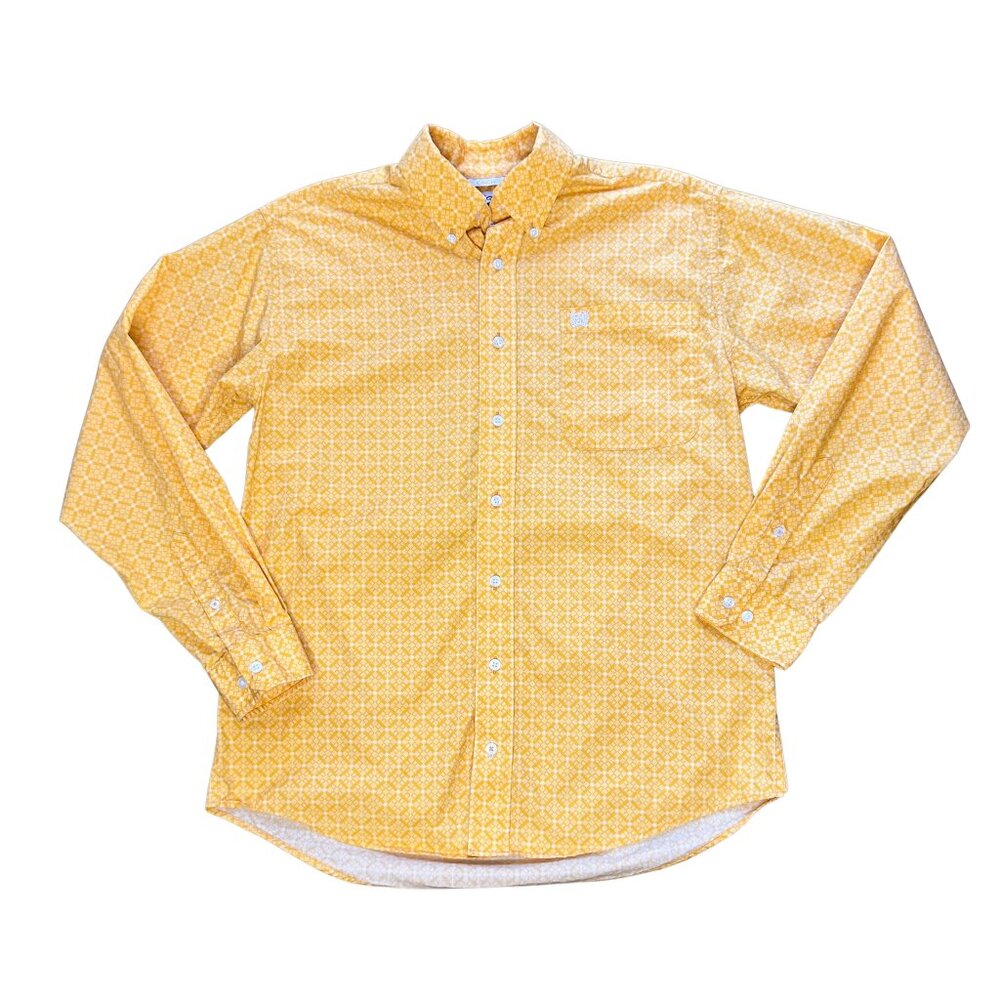 Cinch Geo Print Western Long Sleeve Rodeo Button-Up Shirt Men’s XS Yellow